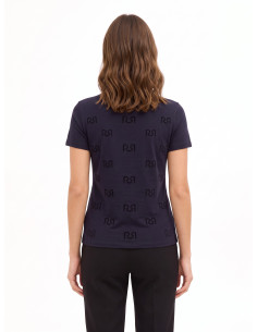 T-shirt regular en mélange de coton avec motif logo RR floqué Rinascimento 2