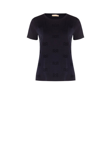 T-shirt regular en mélange de coton avec motif logo RR floqué Rinascimento