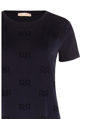 T-shirt regular en mélange de coton avec motif logo RR floqué Rinascimento