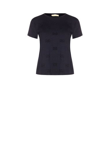 T-shirt regular en mélange de coton avec motif logo RR floqué Rinascimento
