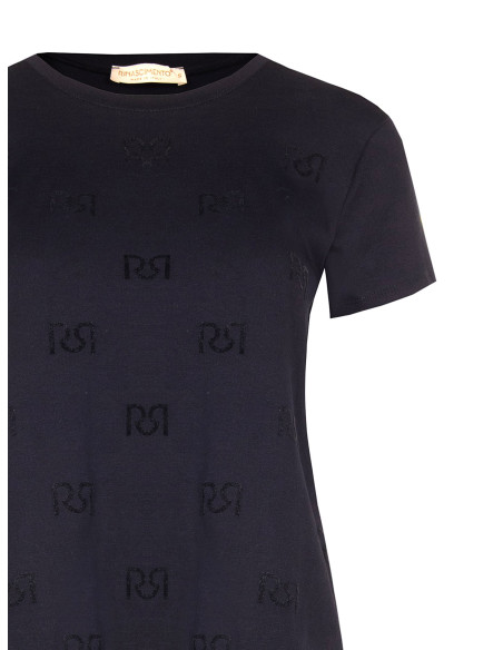 T-shirt regular en mélange de coton avec motif logo RR floqué Rinascimento