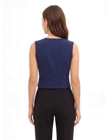Top croisé en tissu cady avec bouton bijou Rinascimento