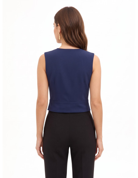 Top croisé en tissu cady avec bouton bijou Rinascimento