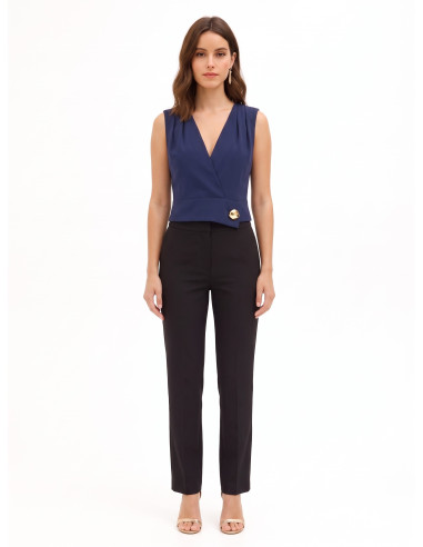 Top croisé en tissu cady avec bouton bijou Rinascimento