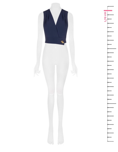 Top croisé en tissu cady avec bouton bijou Rinascimento