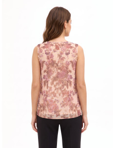 Top ample trapèze en georgette fleurie avec gouttes de lurex Rinascimento 2