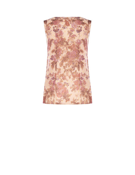 Top ample trapèze en georgette fleurie avec gouttes de lurex Rinascimento
