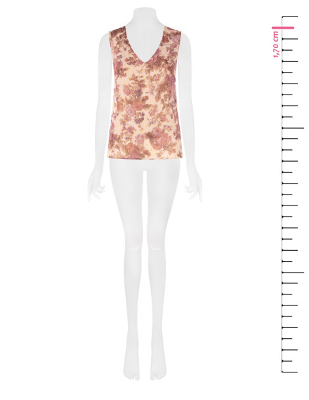 Top ample trapèze en georgette fleurie avec gouttes de lurex Rinascimento