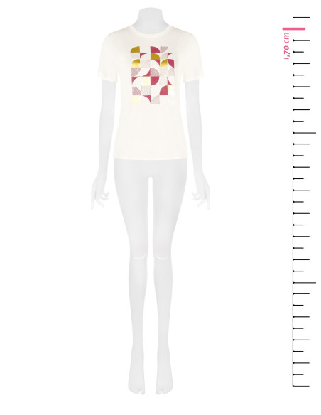 T-shirt regular en coton avec imprimé géométrique et détails laminés Rinascimento