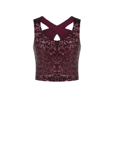 Crop top recouvert de sequins avec découpes Rinascimento