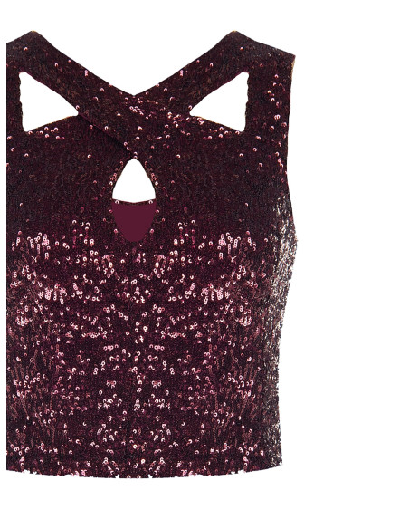Crop top met pailletten en uitsnijding Rinascimento