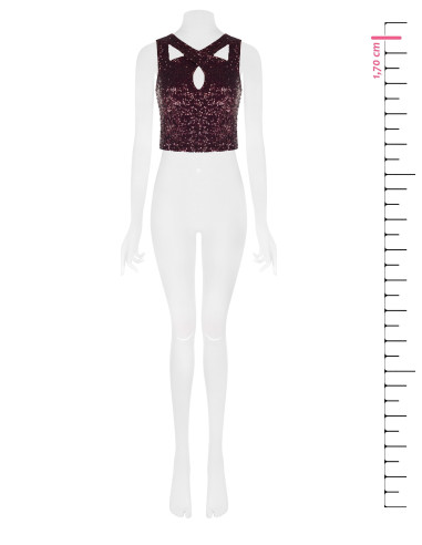 Crop top recouvert de sequins avec découpes Rinascimento