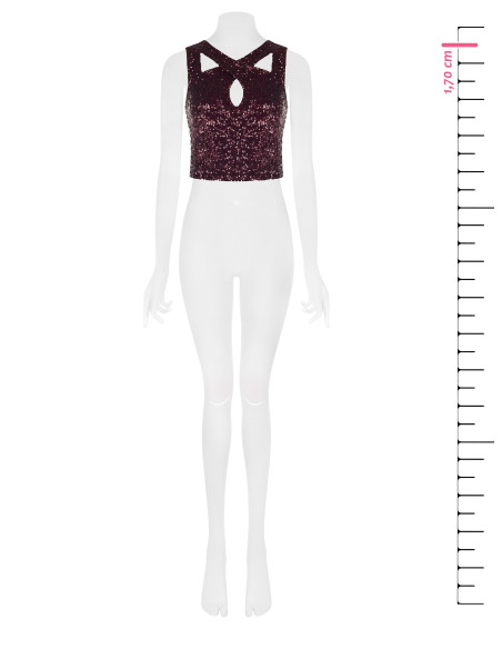 Crop top recouvert de sequins avec découpes Rinascimento