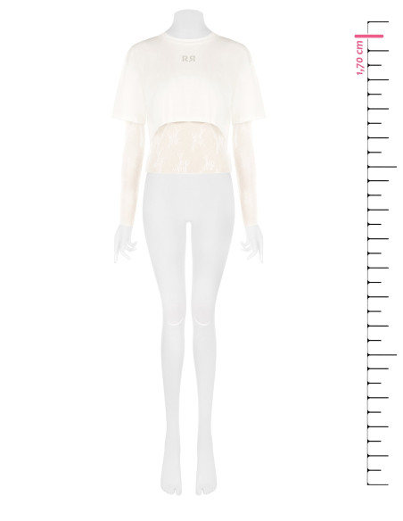 Ensemble composé d’un top en dentelle et d’un crop top en coton avec logo RR en strass Rinascimento