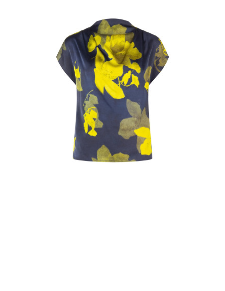 Blouse fluide en satin fleuri à encolure drapée Rinascimento
