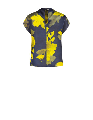 Blouse fluide en satin fleuri à encolure drapée Rinascimento