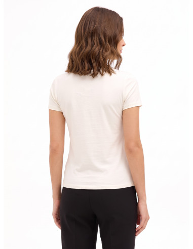 T-shirt regular en coton mélangé avec inscription slogan et strass Rinascimento