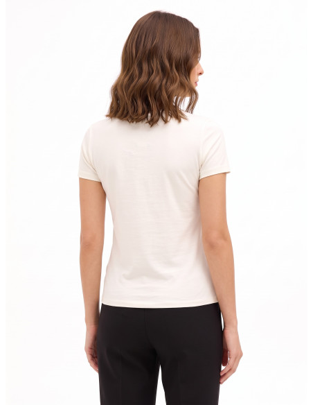 Regular T-shirt van katoenmix met sloganprint en strassversiering Rinascimento