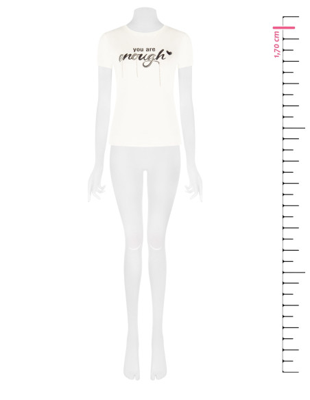 Regular T-shirt van katoenmix met sloganprint en strassversiering Rinascimento