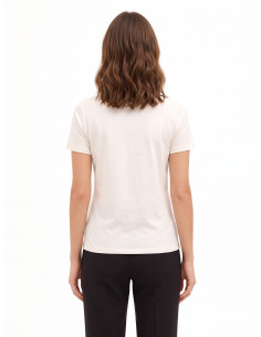 T-shirt regular en coton mélangé, imprimé représentant une silhouette féminine avec cristaux Rinascimento 2