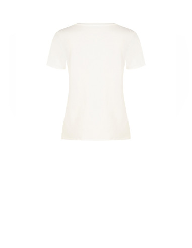 T-shirt regular en coton mélangé, imprimé représentant une silhouette féminine avec cristaux Rinascimento