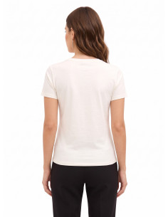 T-shirt regular en coton avec fleurs laminées et perles Rinascimento 2