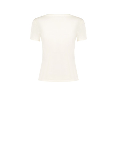 T-shirt regular en coton avec fleurs laminées et perles Rinascimento