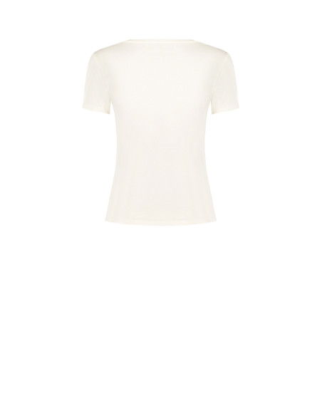 T-shirt regular en coton avec fleurs laminées et perles Rinascimento