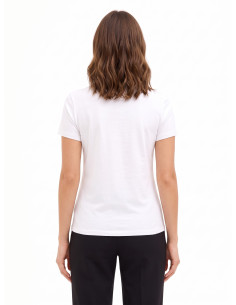 T-shirt regular en mélange de coton avec slogan imprimé et strass Rinascimento 2