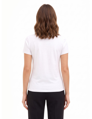 T-shirt regular en mélange de coton avec slogan imprimé et strass Rinascimento
