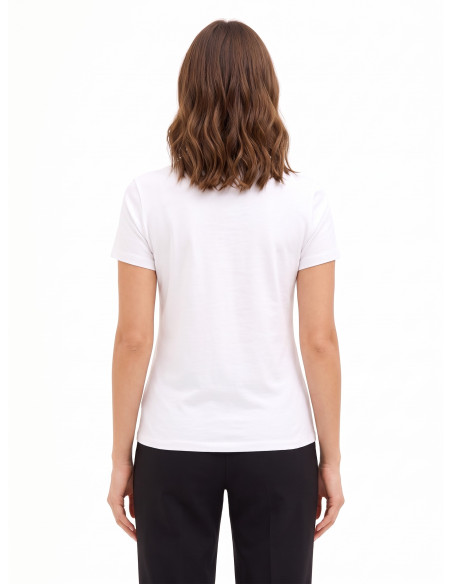 T-shirt regular en mélange de coton avec slogan imprimé et strass Rinascimento