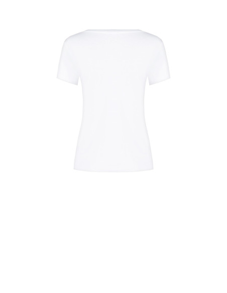 Regular T-shirt van een katoenmix met sloganprint en strass-steentjes Rinascimento