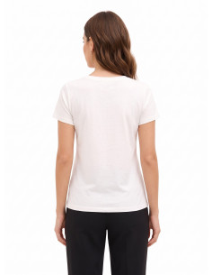 Regular T-shirt van katoen met modieuze print en strass-franjes Rinascimento 2