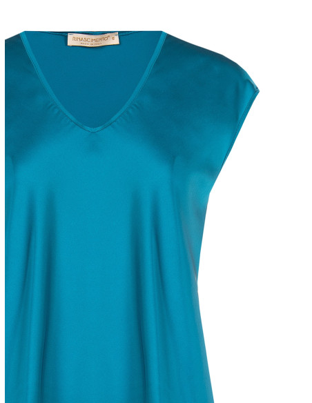 Blouse fluide en satin à col en V Rinascimento