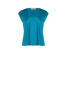 Blouse fluide en satin à col en V Rinascimento