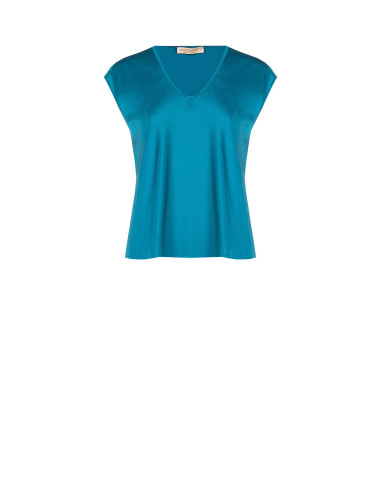 Vloeiende satijnen blouse met V-hals Rinascimento