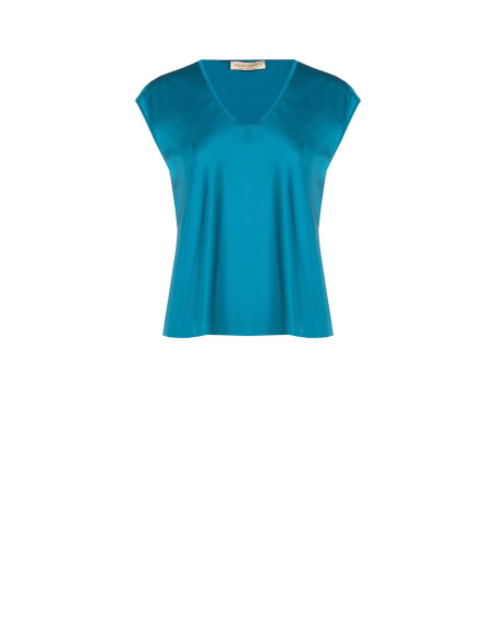 Blouse fluide en satin à col en V Rinascimento