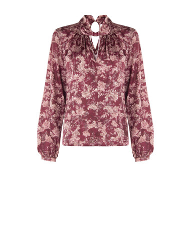 Blouse fluide en satin imprimé cachemire avec col roulé Rinascimento