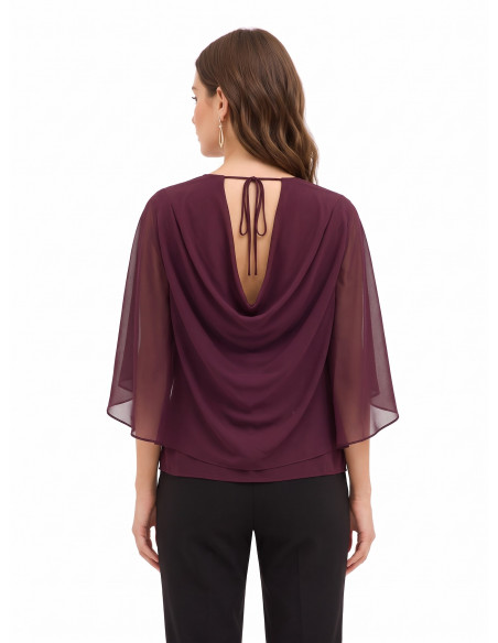 Vloeiende georgetteblouse met geïntegreerde cape Rinascimento