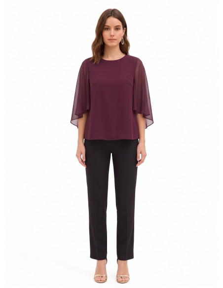 Blouse fluide en georgette avec cape intégrée Rinascimento