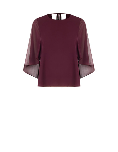 Vloeiende georgetteblouse met geïntegreerde cape Rinascimento