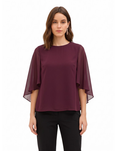 Blouse fluide en georgette avec cape intégrée Rinascimento
