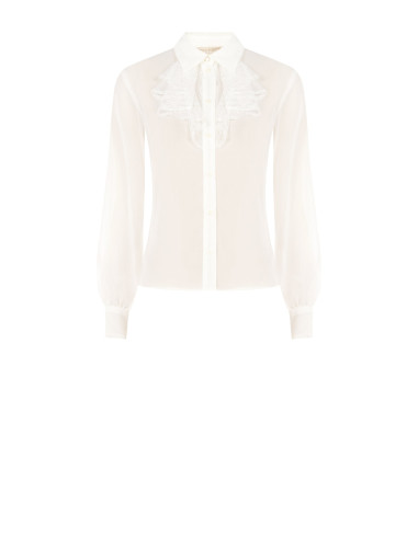 Chemisier transparent en georgette avec volant en dentelle Rinascimento