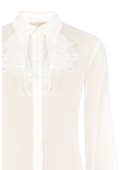 Chemisier transparent en georgette avec volant en dentelle Rinascimento