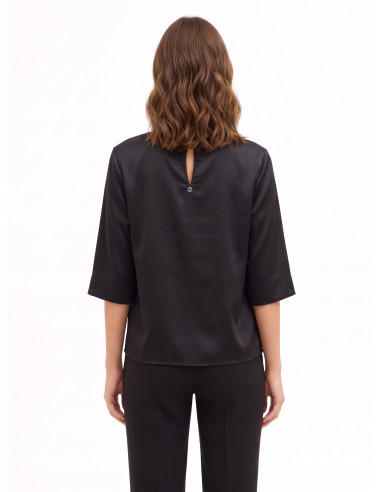 Blouse ample en satin avec découpe et fronces sur une épaule Rinascimento
