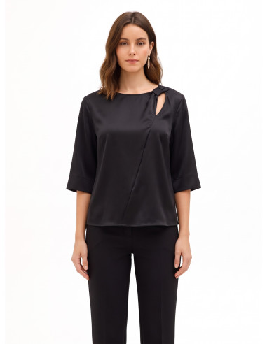Blouse ample en satin avec découpe et fronces sur une épaule Rinascimento