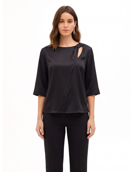Blouse ample en satin avec découpe et fronces sur une épaule Rinascimento