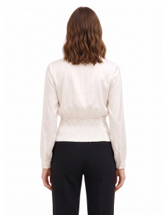 Satijnen blouse met V-hals en bijpassende knopen Rinascimento 2