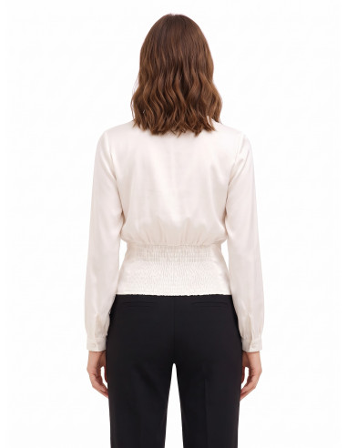 Blouse en satin avec encolure en V et boutons assortis Rinascimento