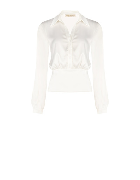 Blouse en satin avec encolure en V et boutons assortis Rinascimento